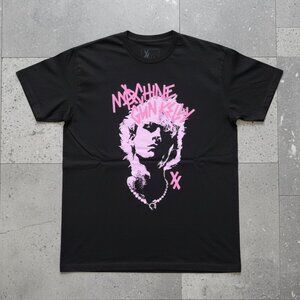 Machine Gun Kelly MGK Pink Graffiti Portrait Black Band Graphic Tee